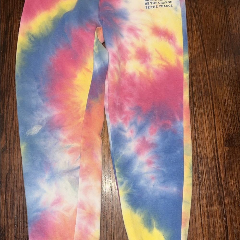 VITALITY Pink and Blue Tie-Dye Track Pants with Elastic Waistband